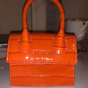 Shiny orange croc mini purse